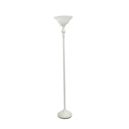 ELEGANT GARDEN DESIGN Elegant Designs LF2001-WHT 1 Light Torchiere Floor Lamp with Marbleized Glass Shade; White LF2001-WHT